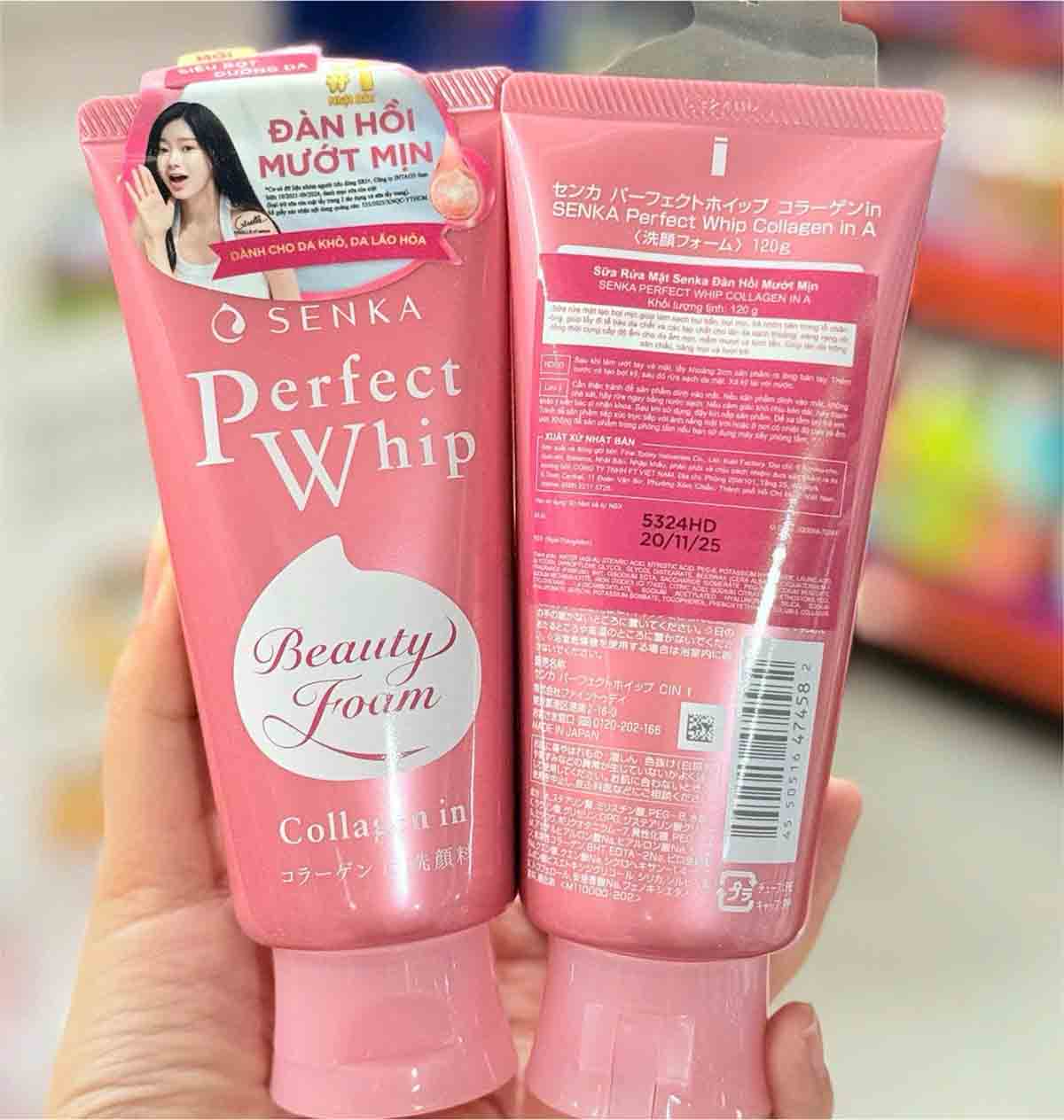 Sữa rửa mặt Senka Perfect Whip hồng
