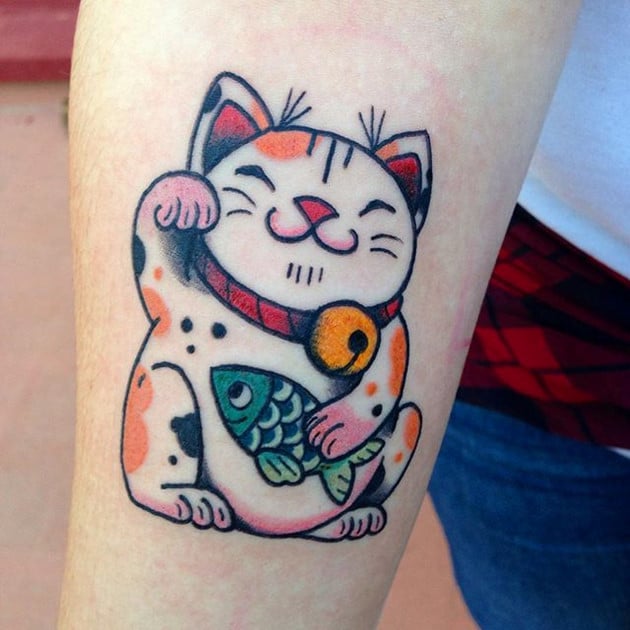 Hình xăm mèo thần tài đem lại may mắn và tài lộc  Notaati Tattoo