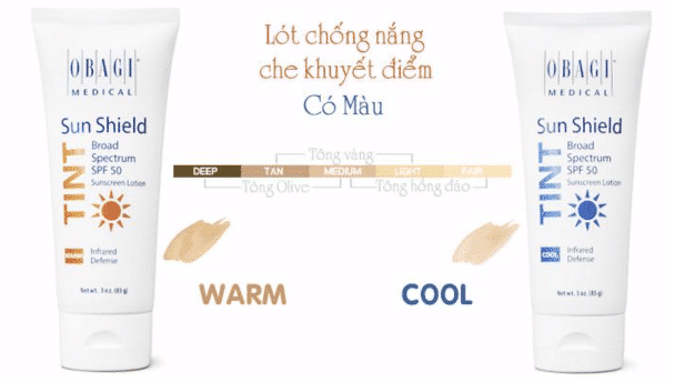 kem chống nắng kết hợp với sp  kem nền Obagi Sun Shield Tint Broad Spectrum SPF 50.