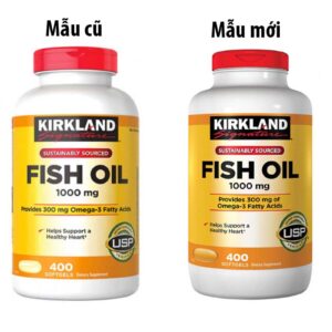 Dầu Cá Omega 3 Kirkland Signature Fish Oil 1000mg mẫu mới