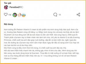 Kem dưỡng Redwin Vitamin E review từ khách hàng