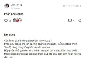 Review của khách hàng về phấn phủ Eglips