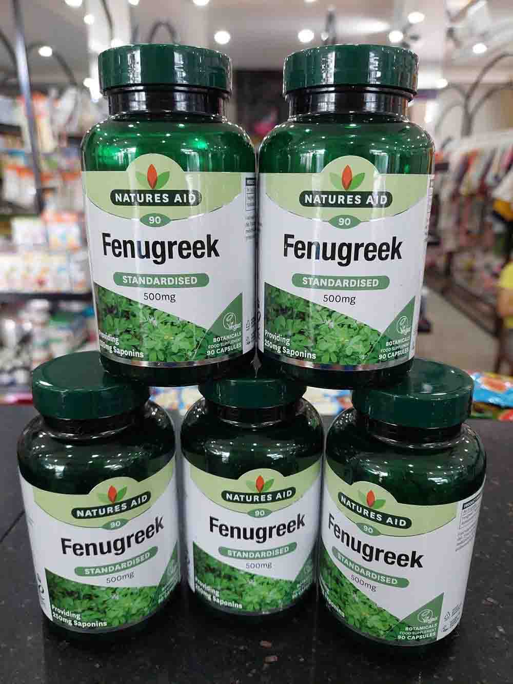 Viên lợi sữa cỏ cà ri Fenugreek Natures Aid 500mg mẫu mới