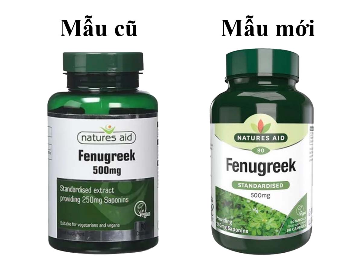 Viên lợi sữa cỏ cà ri Fenugreek Natures Aid 500mg