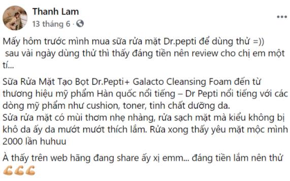 REVIEW sữa rửa mặt Peptide 