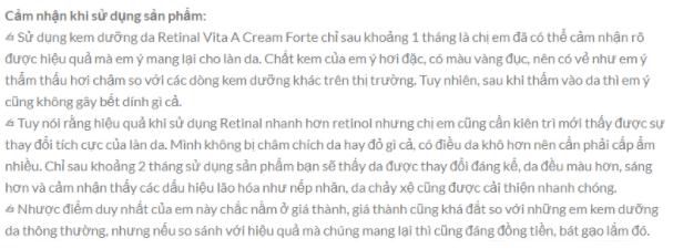 Review kem dưỡng trẻ hóa da Retinal Vita A Forte Cream 0.1%