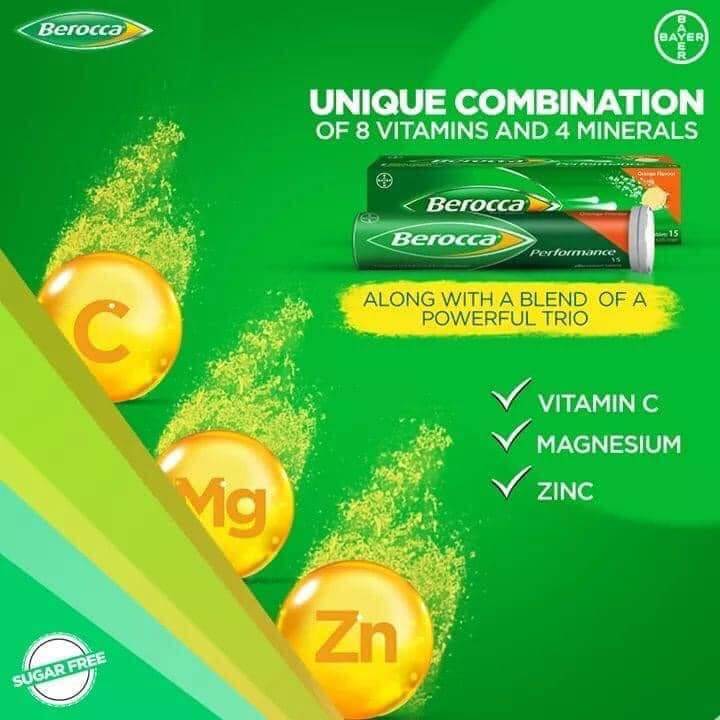 Viên Sủi Berocca Performance Úc 45 Viên Vị Cam, Xoài, Tự Nhiên 2