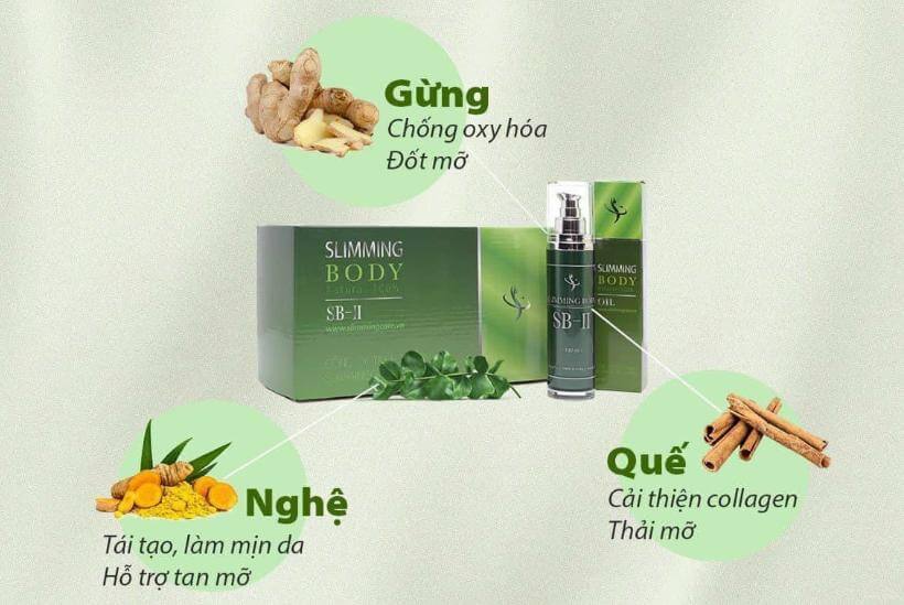 Thành phần của tinh dầu ủ nóng tan mỡ bụng Slimming Body SB-II