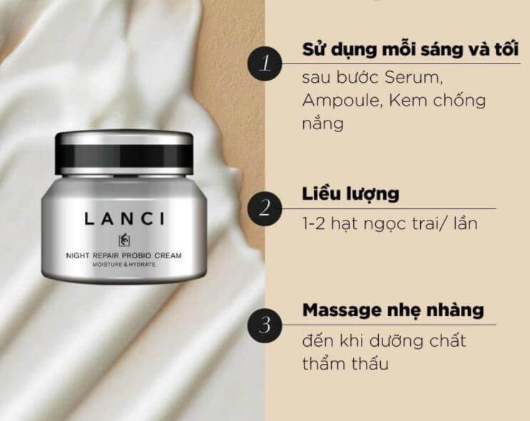 Hướng dẫn sử dụng kem dưỡng phục hồi tế bào da Lanci Night Repair Probio Cream