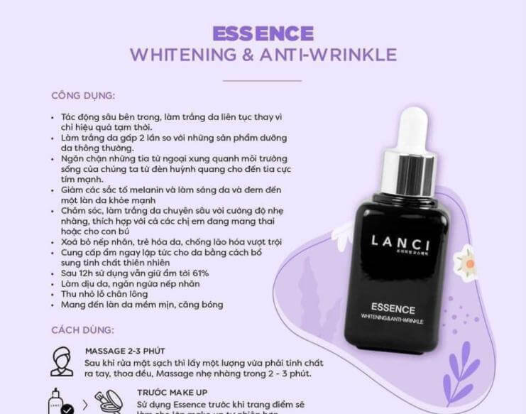 Nước thần Lanci Essence Whitening & Anti-Wrinkle 50ml 8
