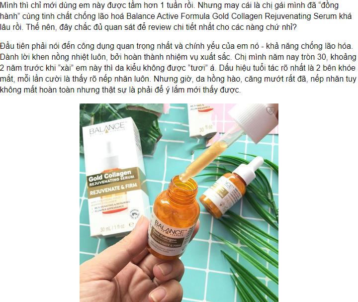 REVIEW Serum Collagen Balance Gold của khách hàng 