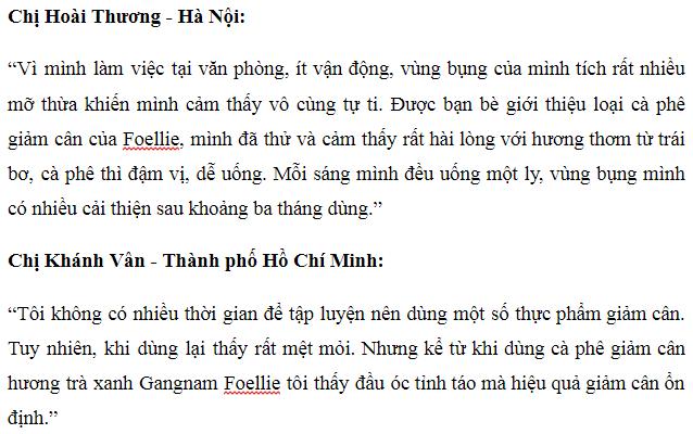 REVIEW cà phê Foellie giảm béo