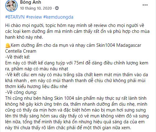 Kem dưỡng Centella Skin1004 review