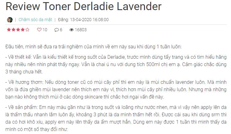 Review nước hoa hồng Derladie Lavender