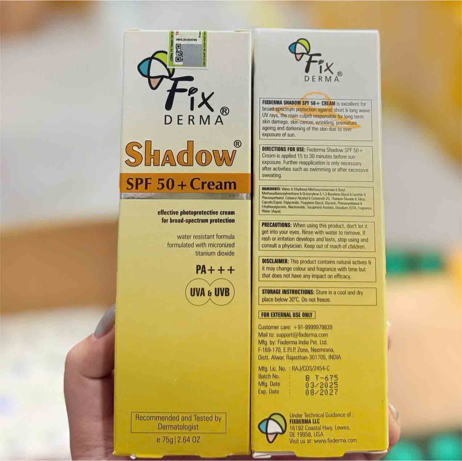 Kem chống nắng Fixderma Shadow spf50