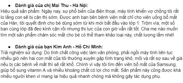 REVIEW Thuốc bổ mắt nội địa Hàn Quốc của khách hàng