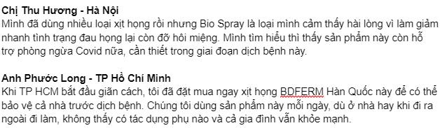Review xịt họng BDFERM Bio Spray Hàn Quốc