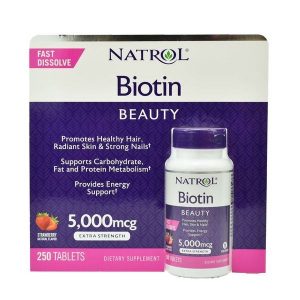 Viên ngậm Biotin Natrol 5000mcg hương dâu