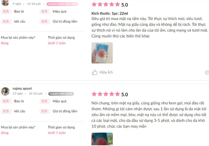 Mặt nạ Momopuri Jelly Mask review