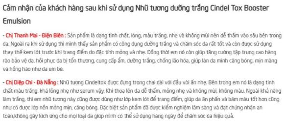 Nhũ tương Cindel Tox REVIEW