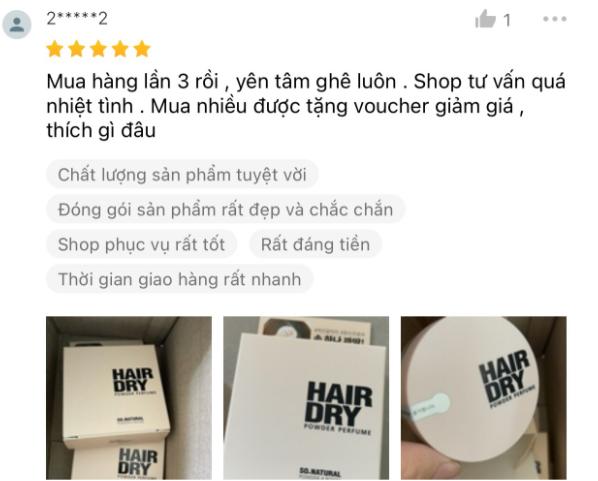 Phấn phủ gội khô So' Natural - REVIEW