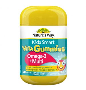 Kids Smart Vita Gummies Omega 3 + Multi (vị mâm xôi, cam và chanh)
