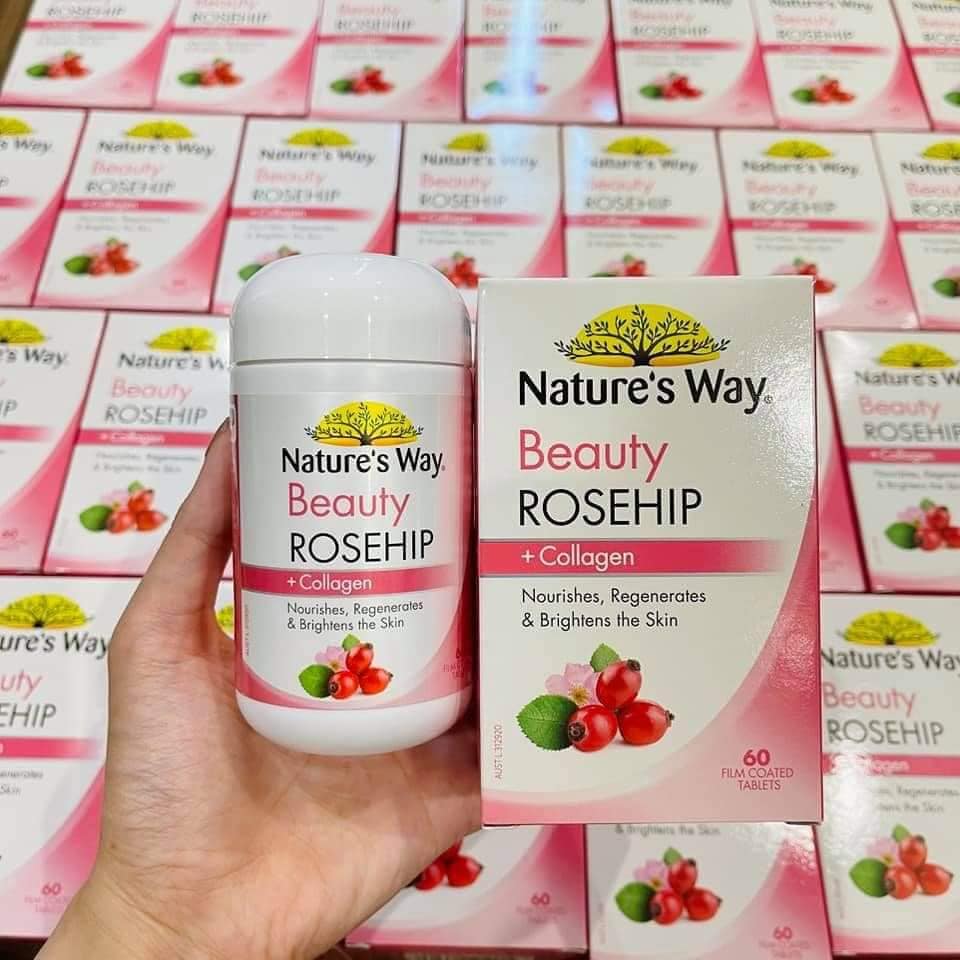 Viên uống trắng da Nature's Way Beauty Rosehip Collagen 60 viên -  XACHTAYNHAT.NET