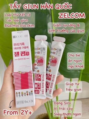 Thuốc tẩy giun Hàn Quốc Zelcom cho bé 2 tuổi trở lên hộp 2 gói x 15ml