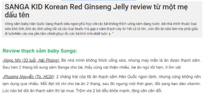 Thạch Hồng Sâm Sanga Kid Korean Red Ginseng Jelly 30 gói x 20g 1
