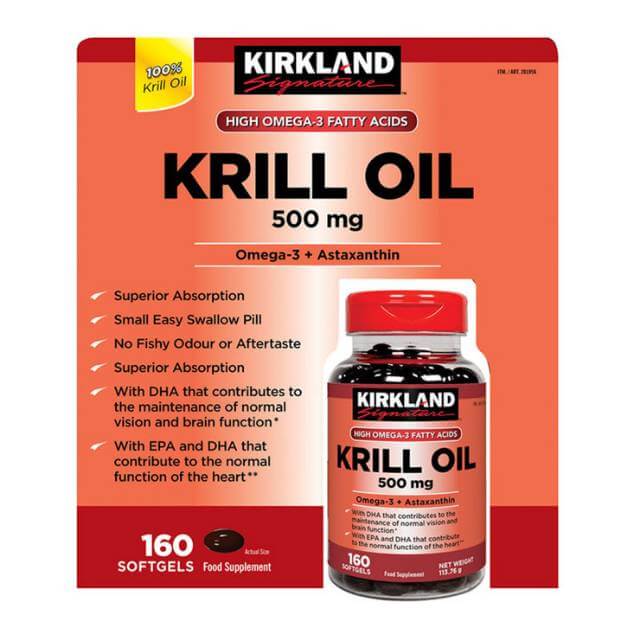 Dầu nhuyễn thể Kirkland Krill Oil 500mg Mỹ 160 viên