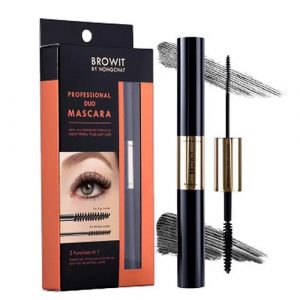 Mascara Browit NongchatMàu cam: sản phẩm có 2 đầu to, nhỏ để chuốt mi trên và mi dưới, giúp sợi mi vừa dài vừa dày.