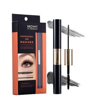Mascara Browit NongchatMàu cam: sản phẩm có 2 đầu to, nhỏ để chuốt mi trên và mi dưới, giúp sợi mi vừa dài vừa dày.