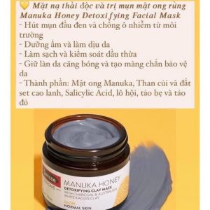 Mặt nạ thải độc và trị mụn mật ong rừng Manuka Honey Detoxifying Facial Mask 70g: đây là loại mask được nhiều chị em yêu thích nhất.