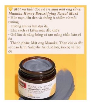 Mặt nạ thải độc và trị mụn mật ong rừng Manuka Honey Detoxifying Facial Mask 70g: đây là loại mask được nhiều chị em yêu thích nhất.