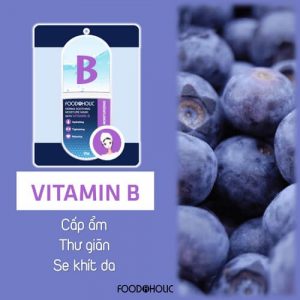 Vitamin B: là dòng mặt nạ Foodaholic cho da mụn nhờ chứa tinh chất được chiết từ quả việt quất rất tốt trong việc điều tiết bã nhờn và hỗ trợ điều trị mụn.