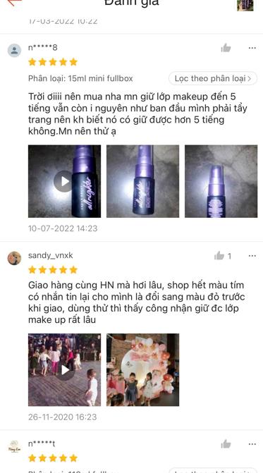 xịt khoáng All Nighter Long Lasting Makeup Setting Spray review