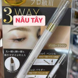 Chì kẻ chân mày 3 way eye brow 3 trong 1 Nhật Bản màu nâu tây