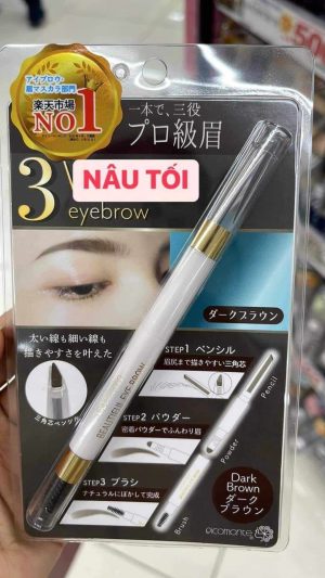 Chì kẻ chân mày 3 way eye brow 3 trong 1 Nhật Bản nâu đen