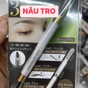 Chì kẻ chân mày 3 way eye brow 3 trong 1 Nhật Bản màu nâu xám