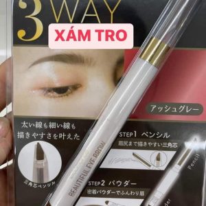 Chì kẻ chân mày 3 way eye brow 3 trong 1 Nhật Bản màu xám tro