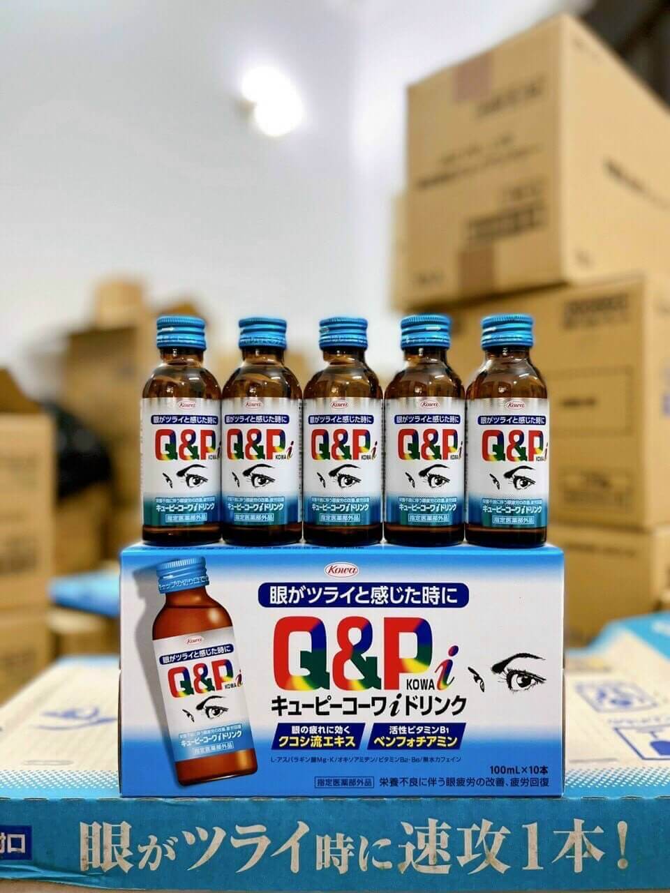 Bổ Mắt Kowa Q&P Nhật Bản Dạng Nước Hộp 10 chai x100ml - XACHTAYNHAT.NET