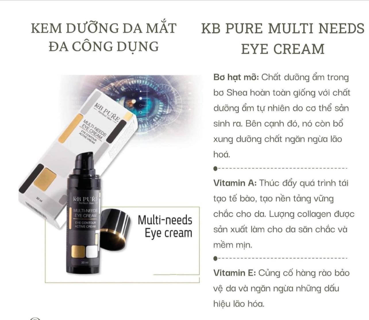 Kem dưỡng mờ thâm mắt Multi Needs Eye Cream có tốt không? 
