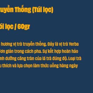 Dạng túi lọc truyền thống (hộp gồm 20 túi lọc, tương ứng 60gr)