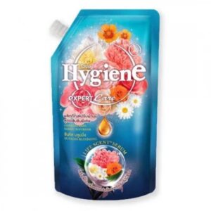 Nước xả Hygiene màu xanh: sự kết hợp hỗn hợp hoa hồng, hoa mẫu đơn và hương thơm dịu nhẹ của cúc họa mi