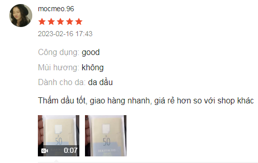 Review giấy thấm dầu Oil Blotting Films