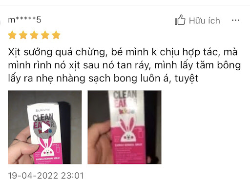 review Thành phần xịt tai Clean Ears