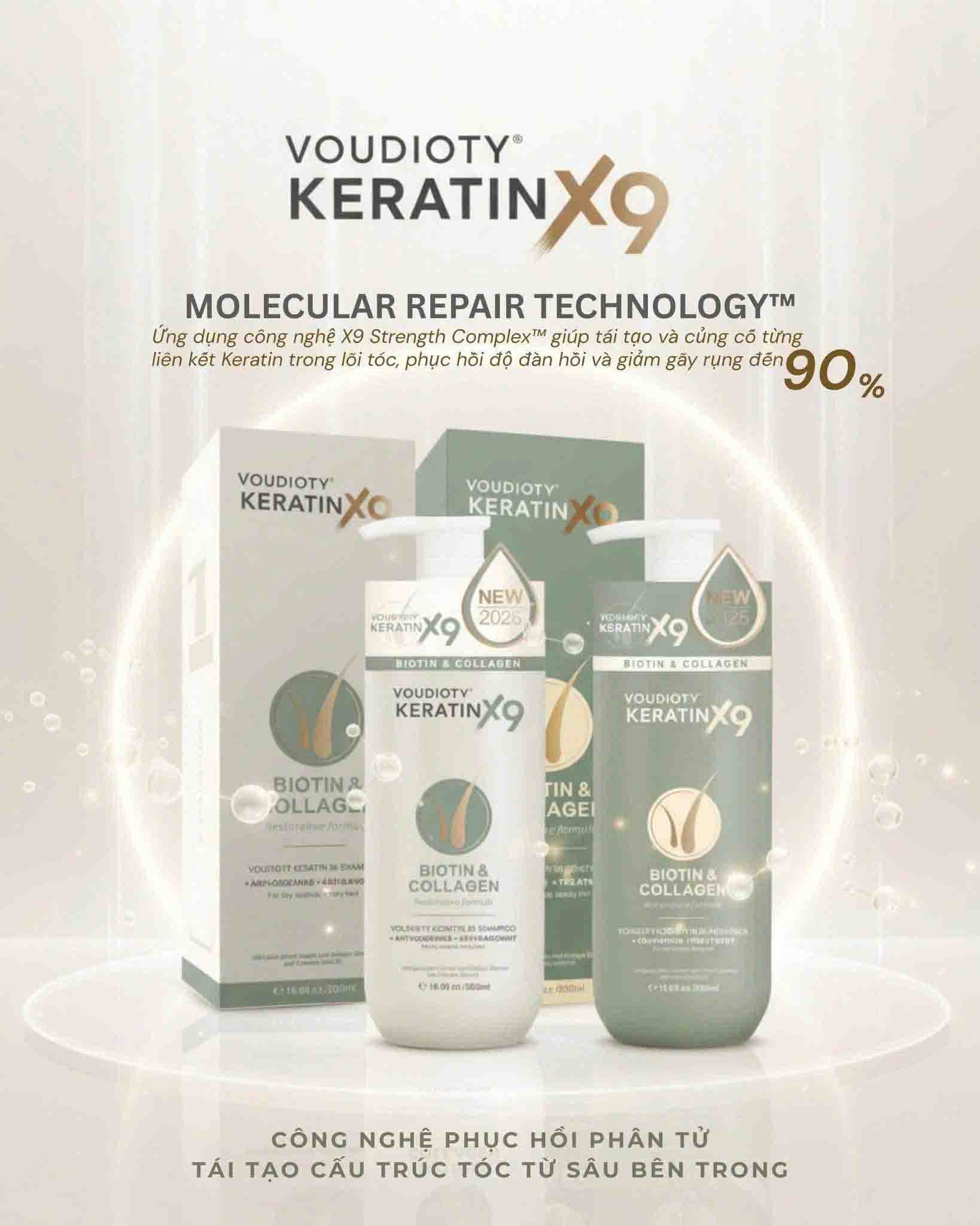 Bộ Dầu Gội Voudioty Keratin x9 Biotin & Collagen Ý