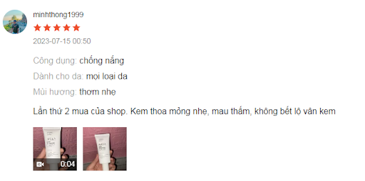review meea kem chống nắng