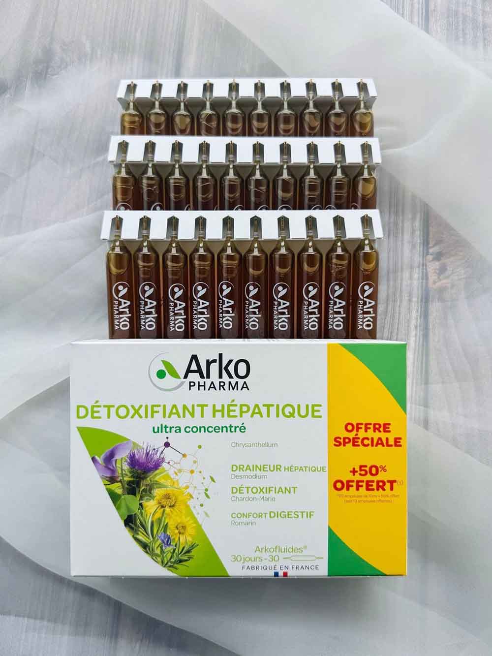 Hỗ trợ thải độc gan Arkopharma Detoxifiant Hepatique Ultra Concentre 30 ống