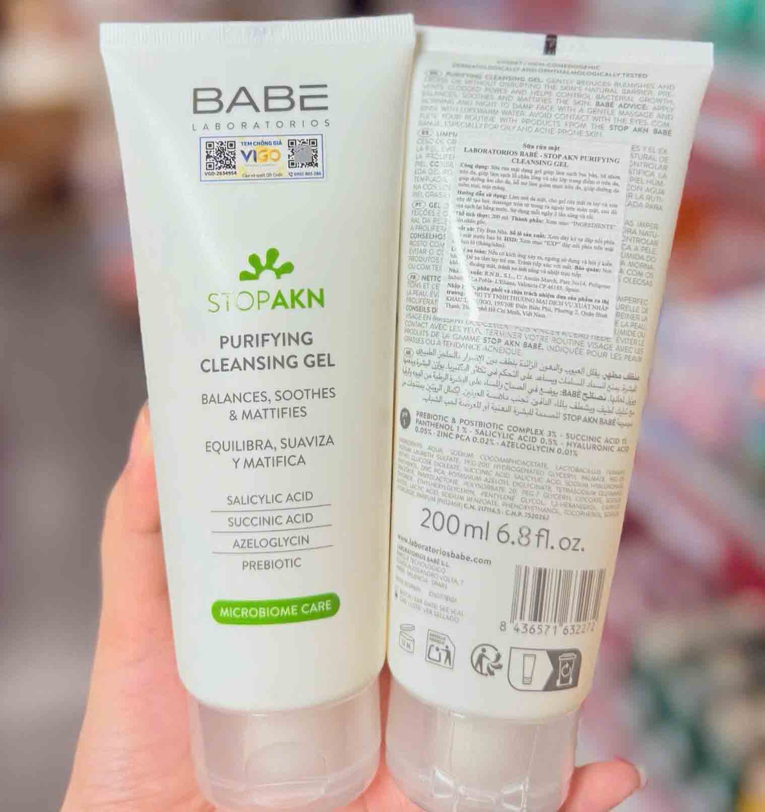 Sữa rửa mặt Babe Stop AKN Purifying Cleansing Gel mẫu mới